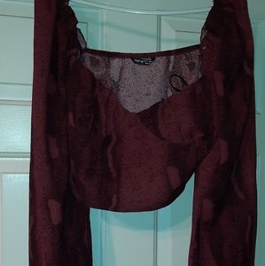 Burgundy snakeskin bustier crop top